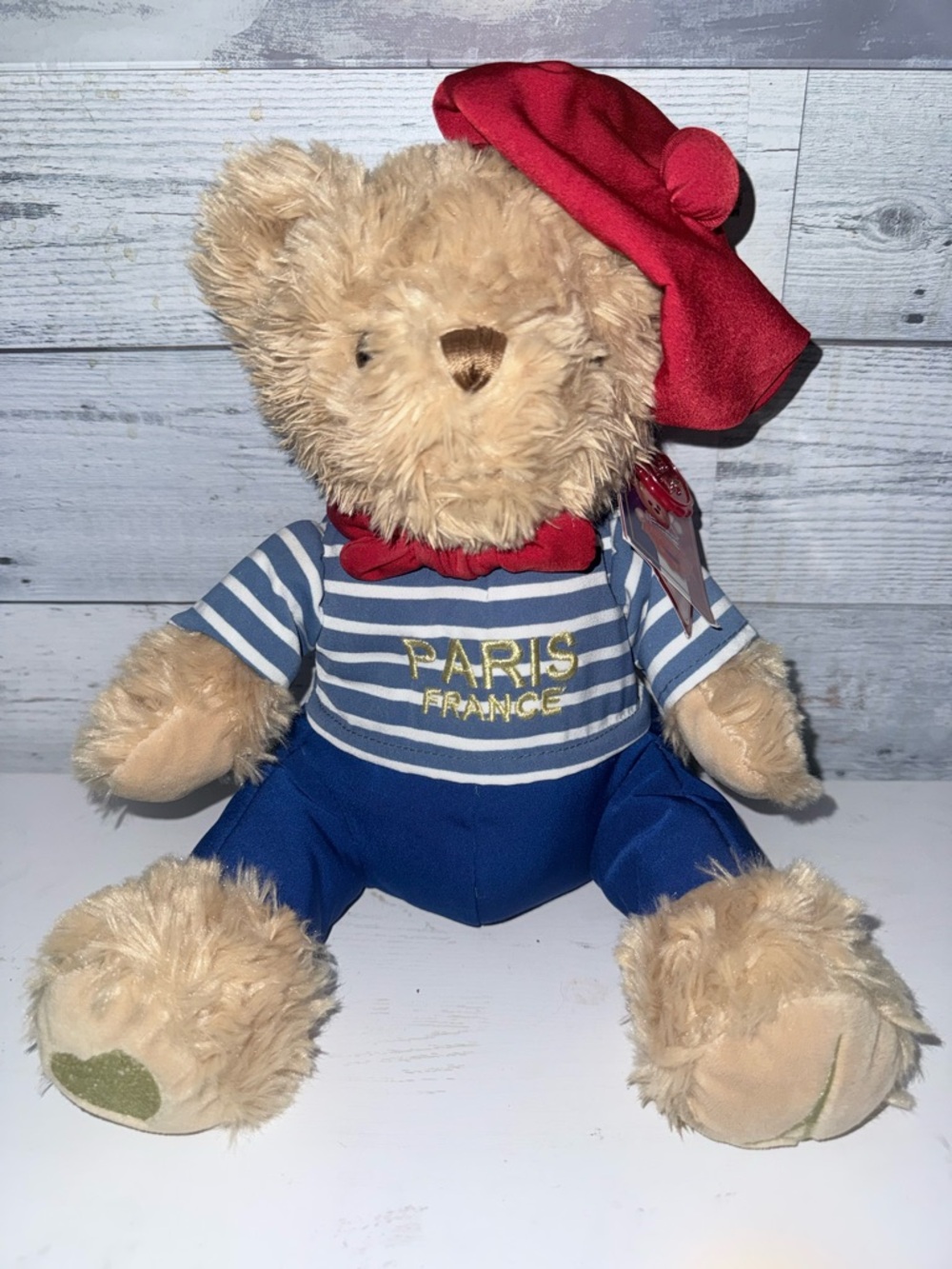 Keel Toys Paris France Augustin Plush Bear with Red Beret NWT